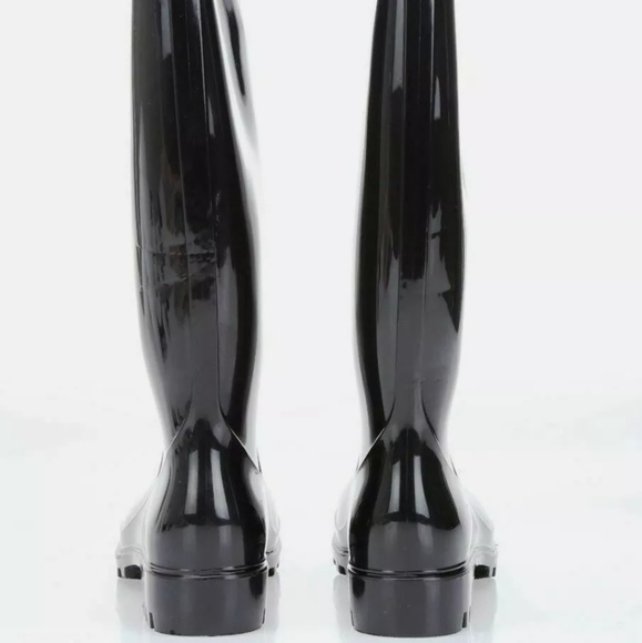 Nicole Miller New York Rainy Day Shiny Black Pull On Rain Boots sz9 - Picture 6 of 6